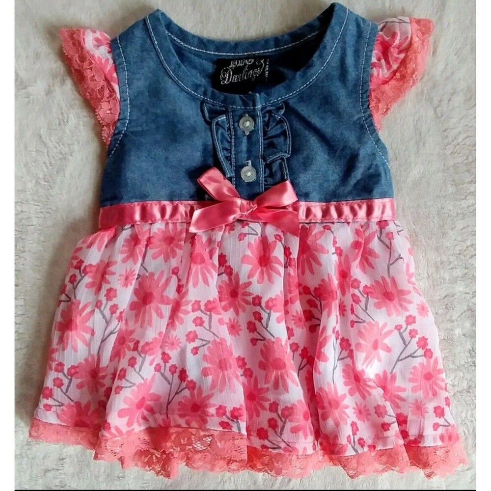 dress 6 to 9 months Girls DDG Darlings short sleeve one piece summer pink baby